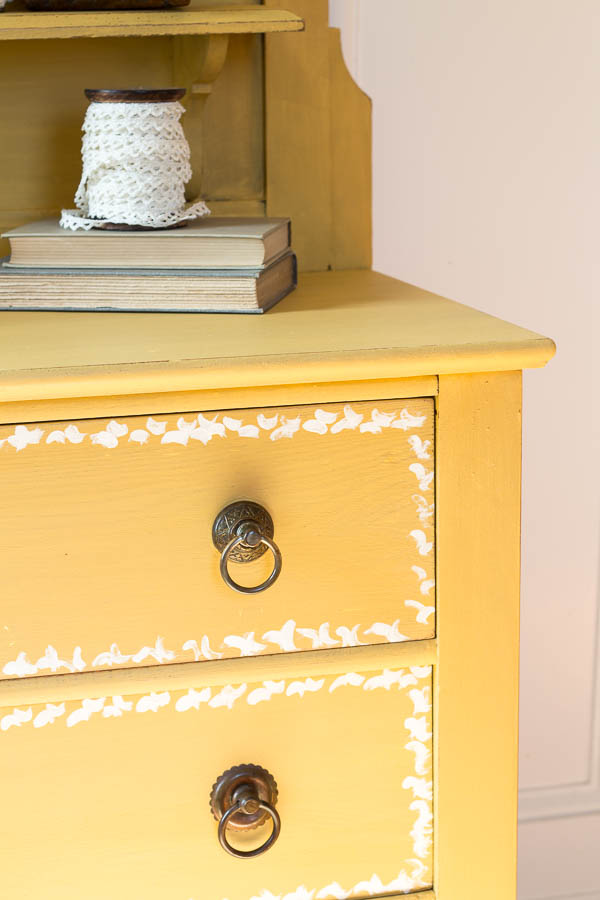 Drawer Detail On Mustard Yellow Dresser Finding Silver Pennies