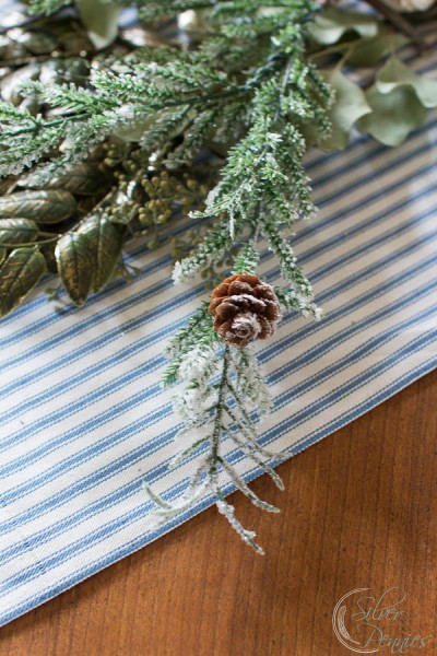 Ticking Stripes shells and greenery