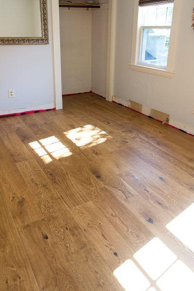 Beautiful hardwood floors in our bedroom