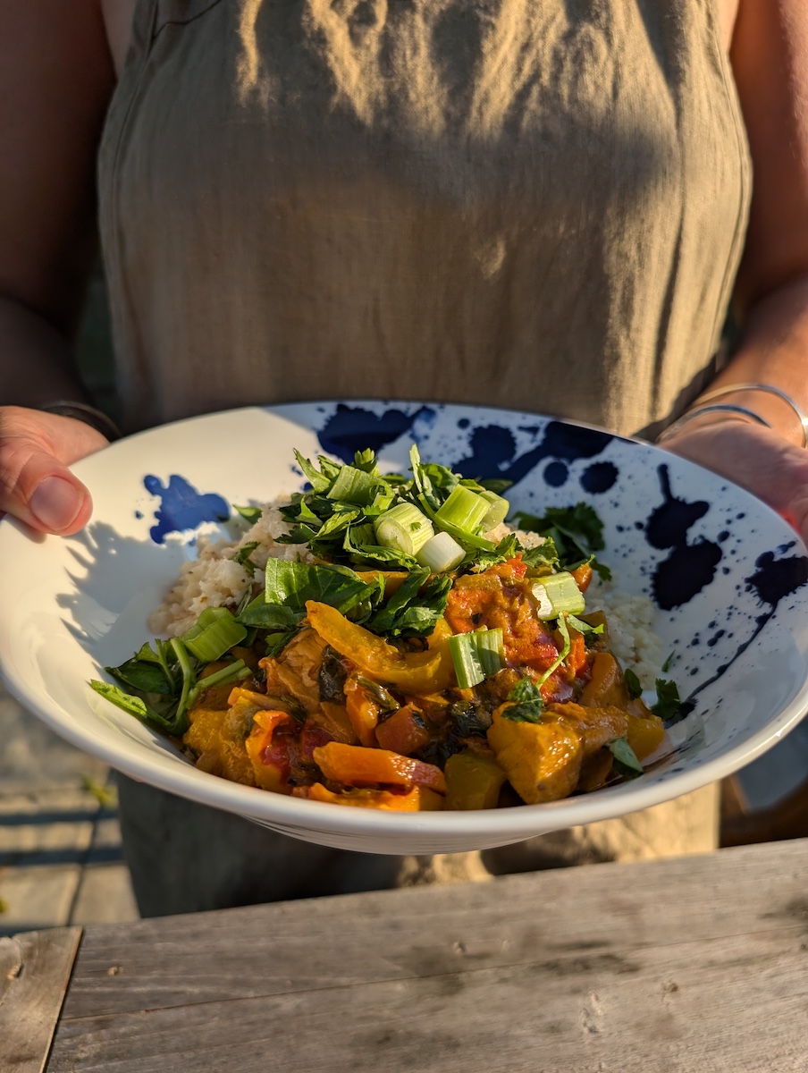 Chicken of the Woods Curry with Riced Cauliflower